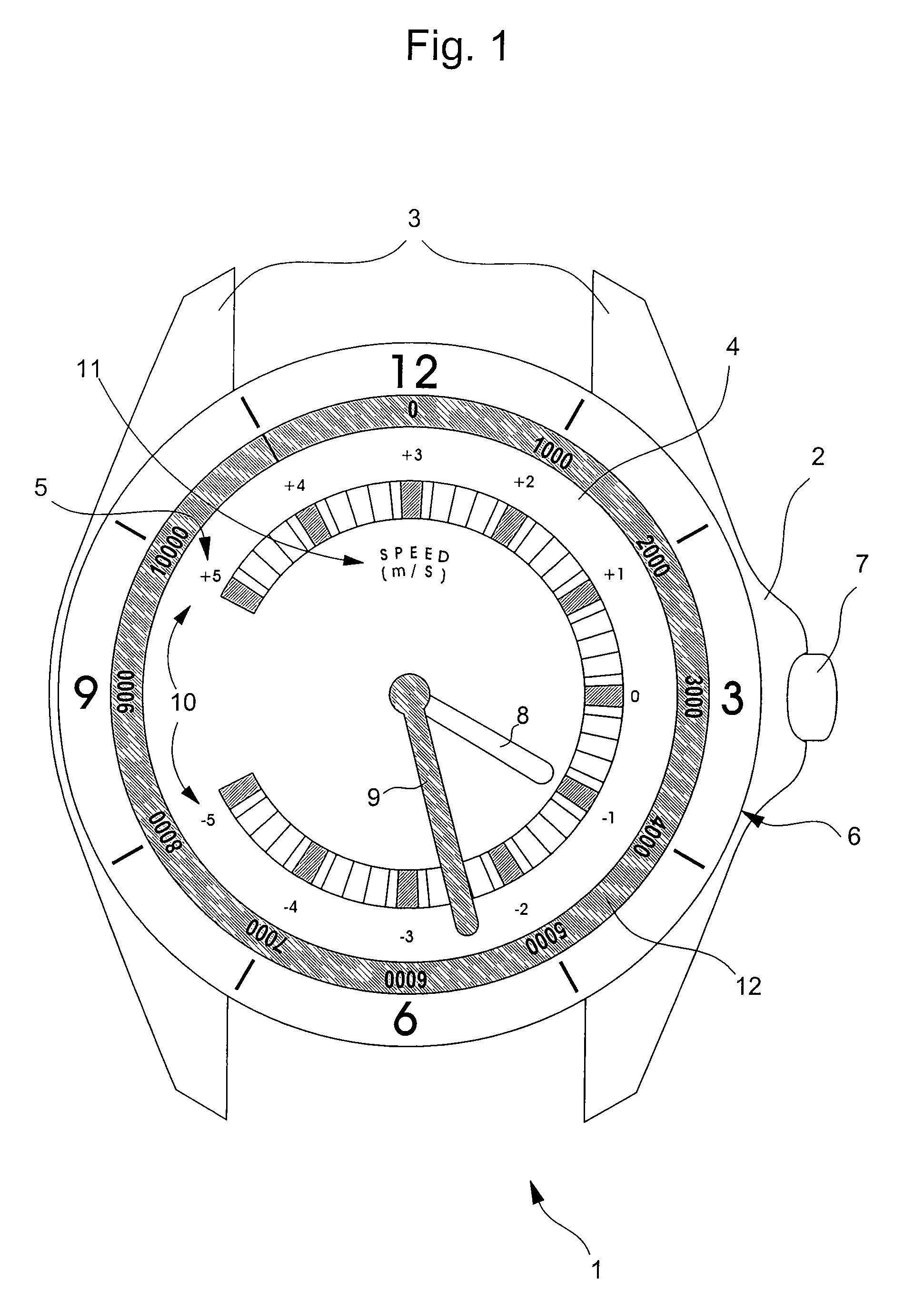 Portable electronic device with analog display rate of climb indicator