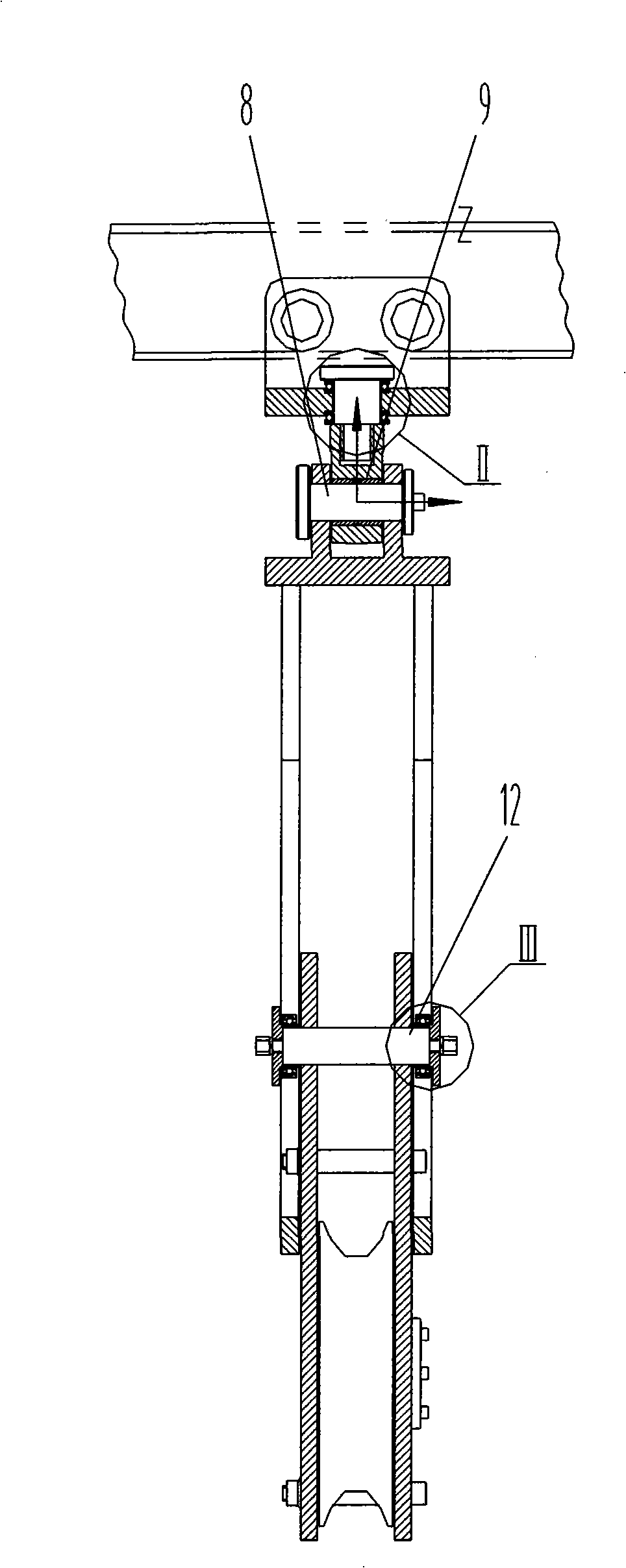 Roller winch capstan force velocity measurement sensor hanging apparatus