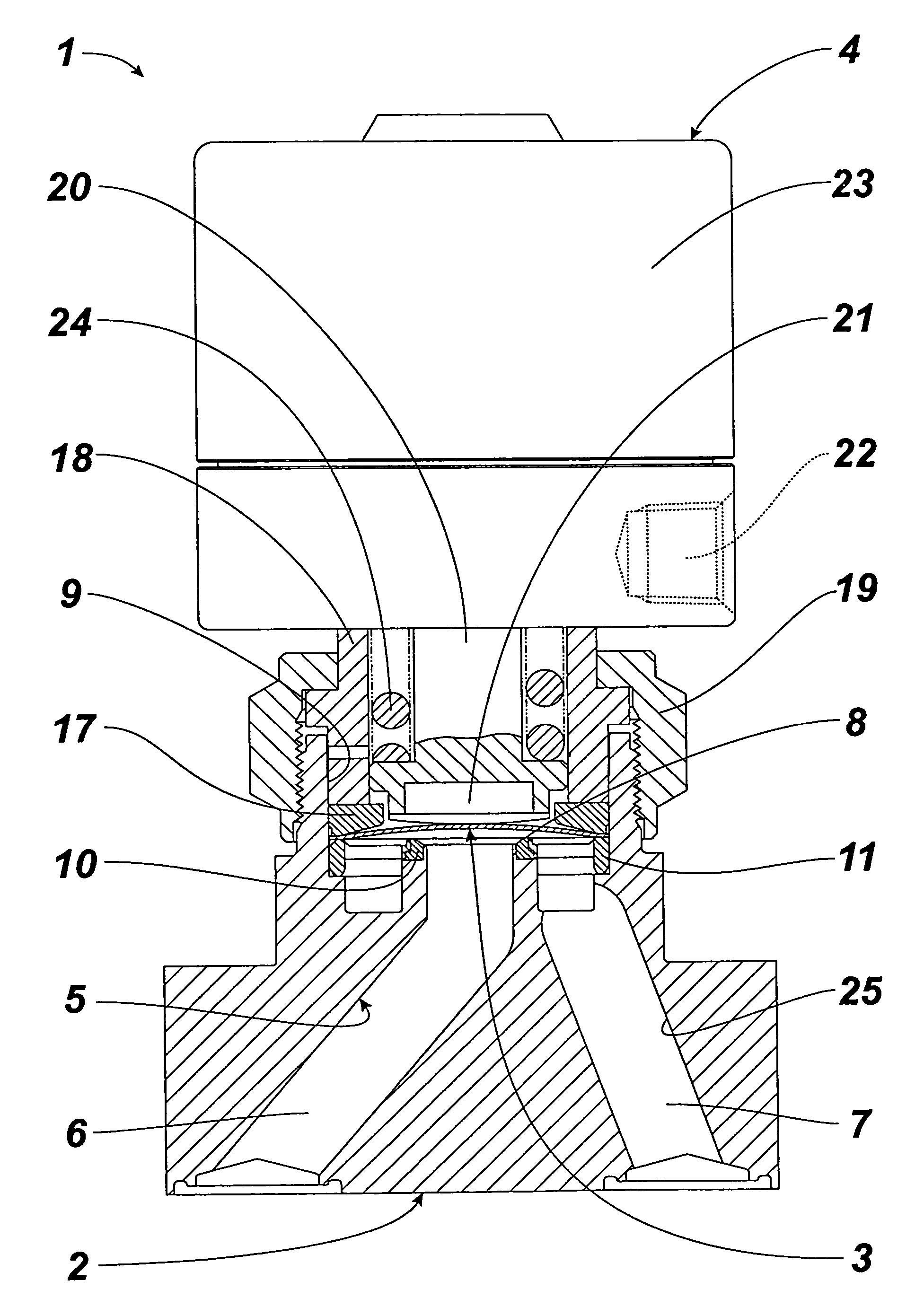 Diaphragm valve for the vacuum exhaustion system