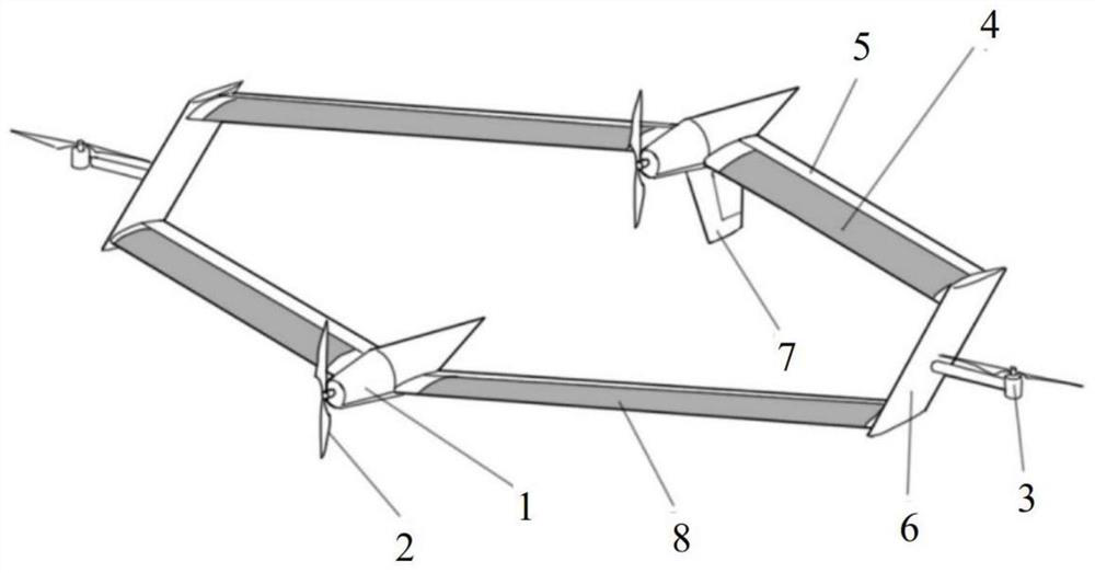 Small unmanned aerial vehicle adopting linked wing type pneumatic layout