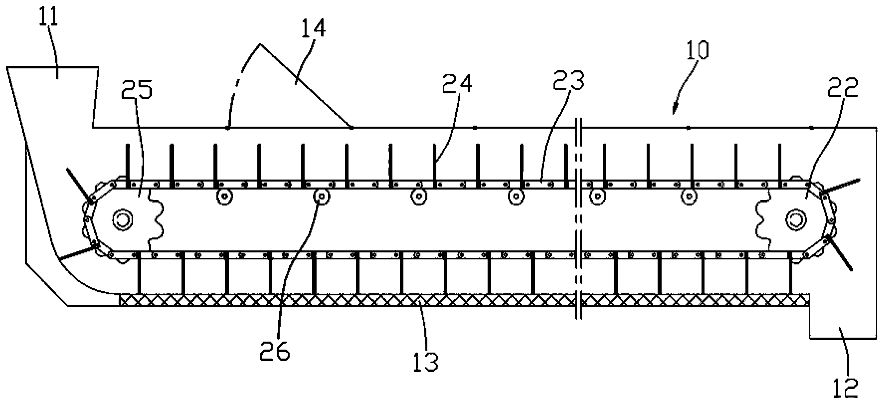 Continuous conveyer for asphalt mixture