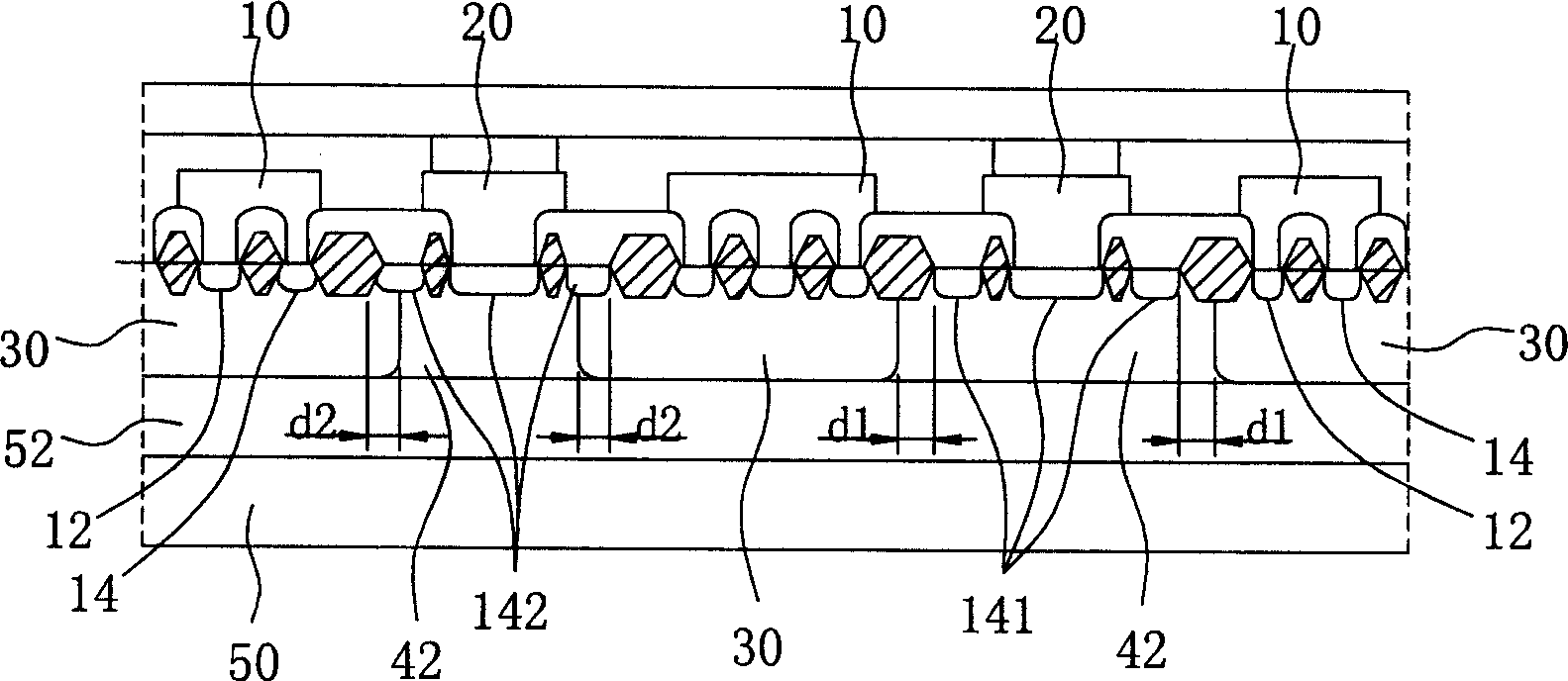 Single-segment and multi-segment triggering type voltage-adjustable static-electricity discharging protection semiconductor structure