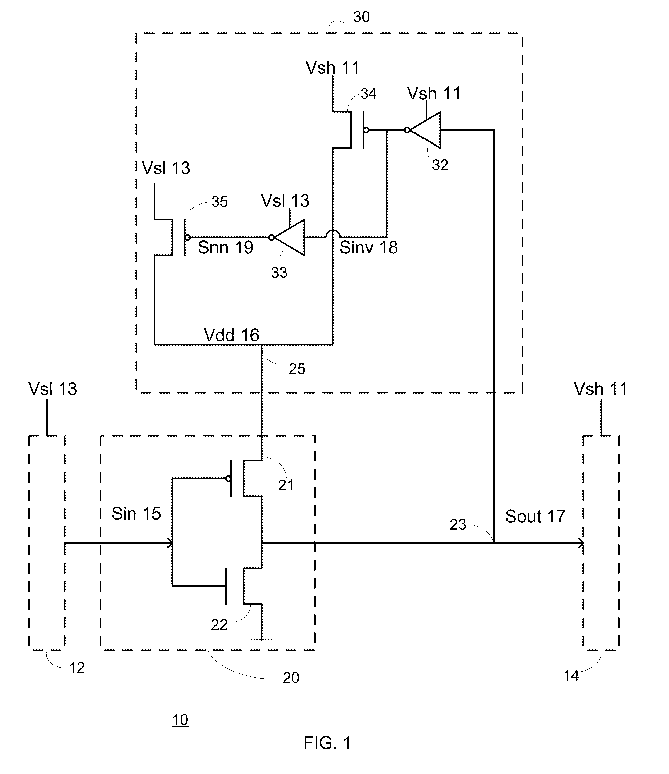 Scheme of level shifter cell