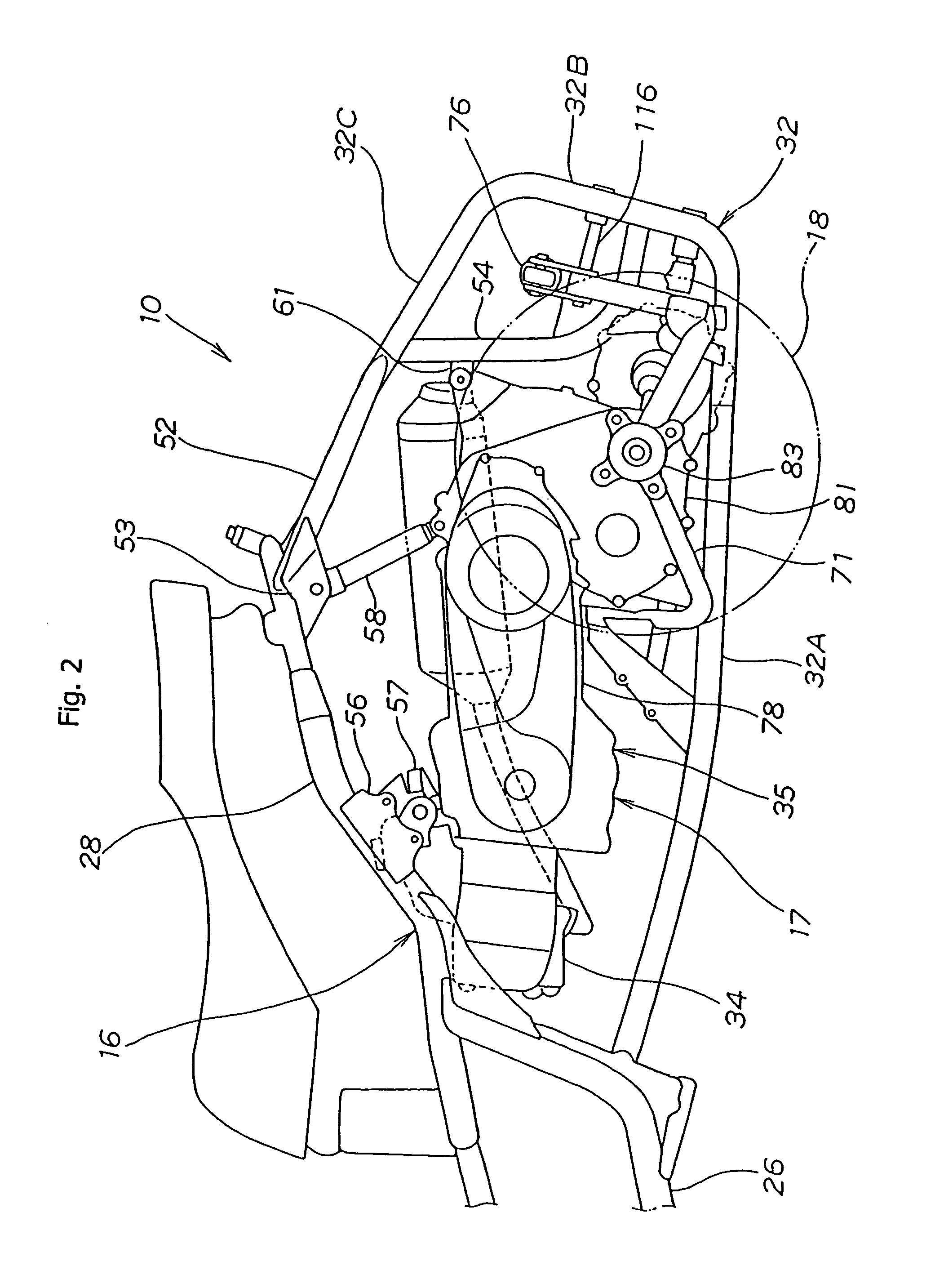 Reinforcing support structure for a three-wheeled motor vehicle, and three-wheeled motor vehicle incorporating same