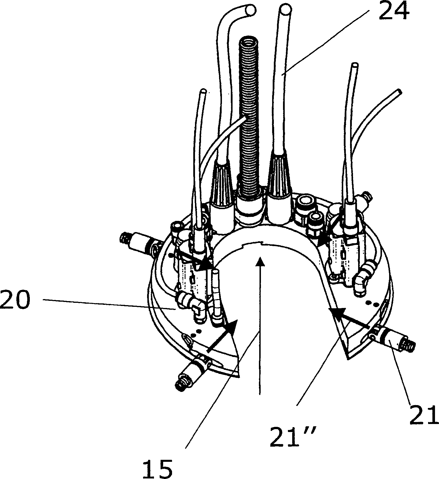 Holding tool for a processing head in a laser processing machine with several anti-colliding elements having means for adjusting the loosening load