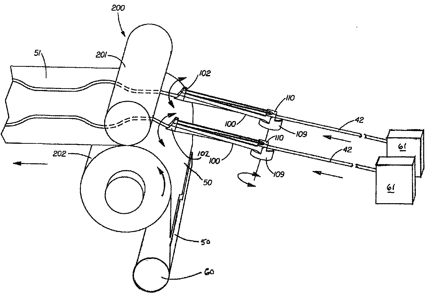 System and Method for High-Speed Continuous Application of a Strip Material to a Moving Sheet-Like Substrate Material at Laterally Shifting Locations