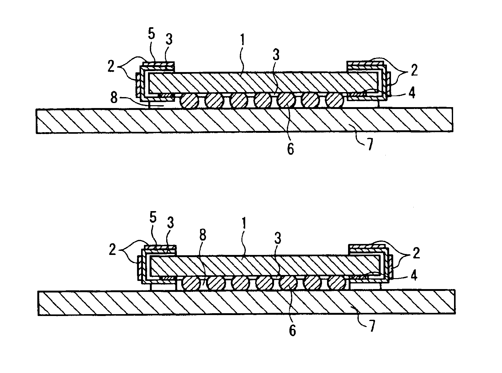 Semiconductor device with decoupling capacitors mounted on conductors