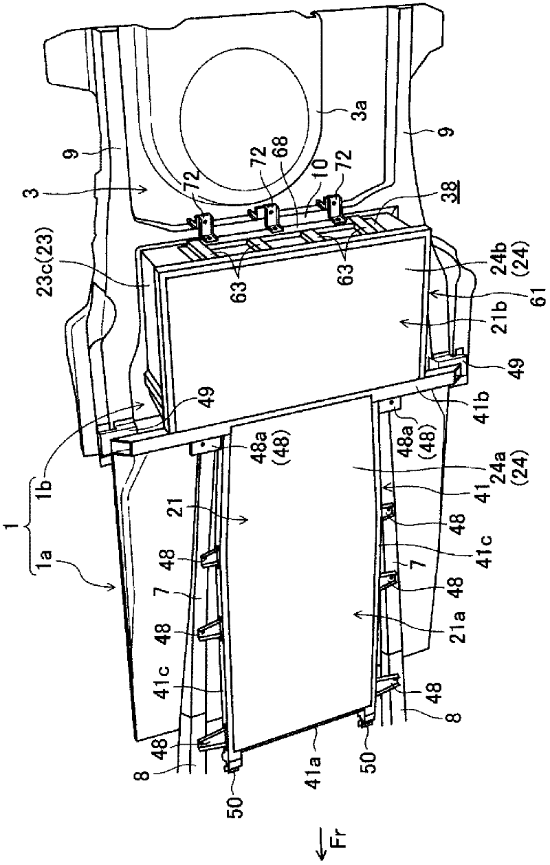 Battery mounting structure of electromotive vehicle