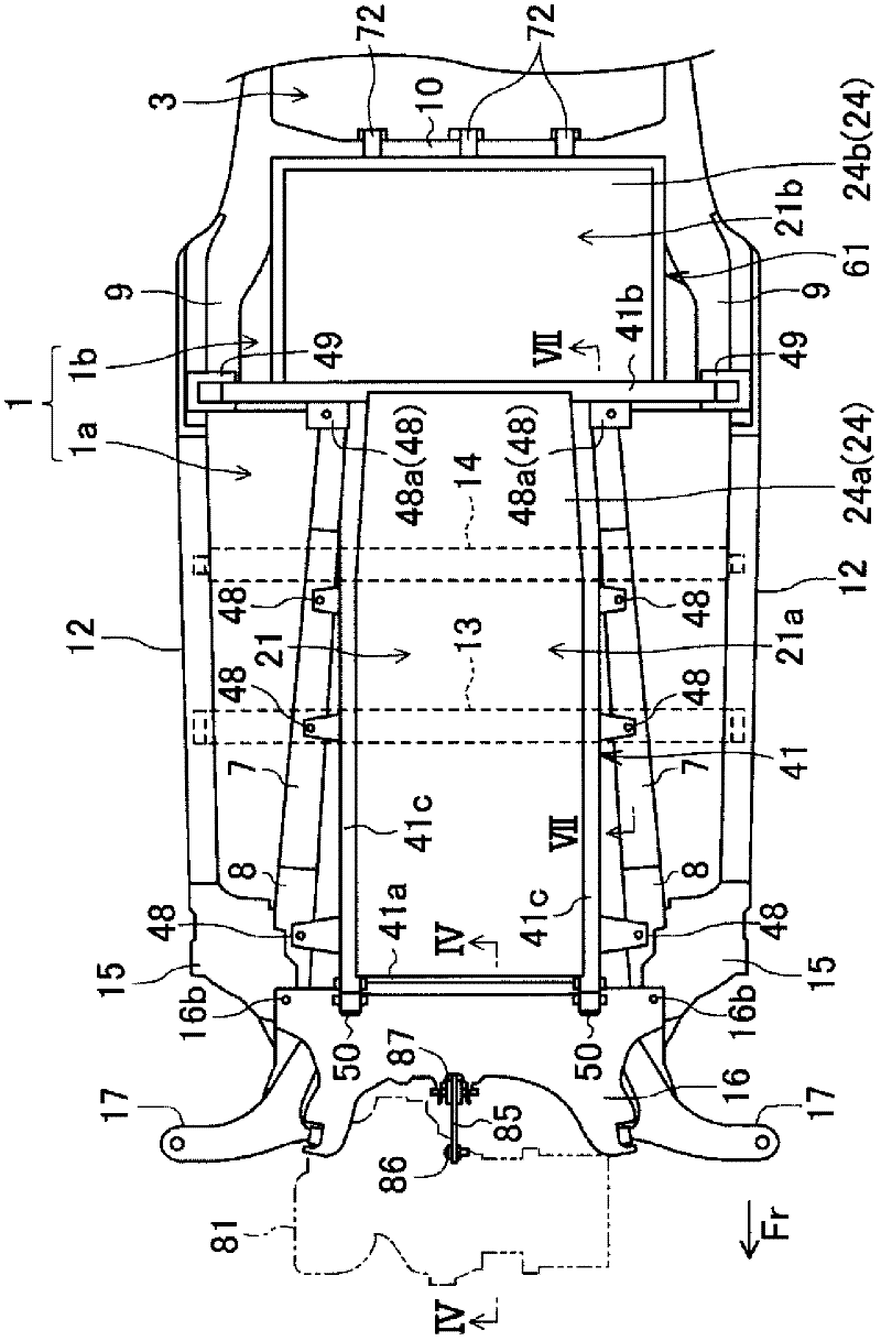 Battery mounting structure of electromotive vehicle