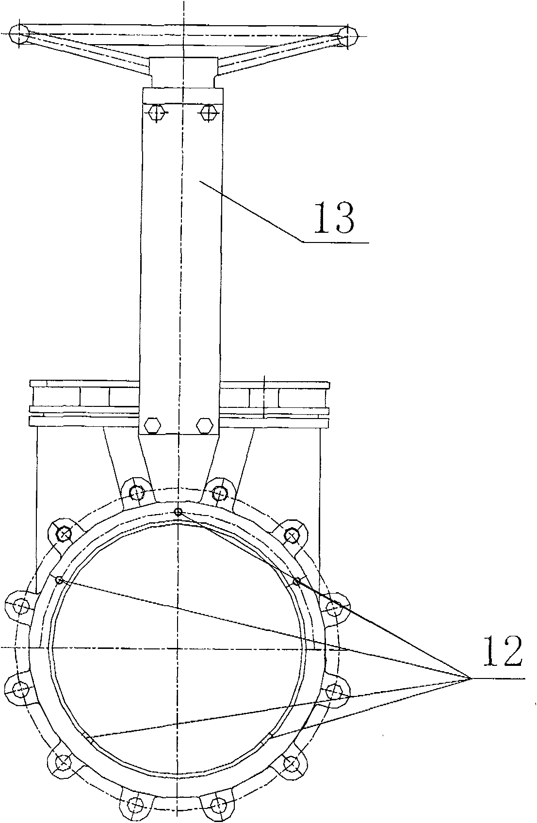 Knife-shaped gate valve for slurry