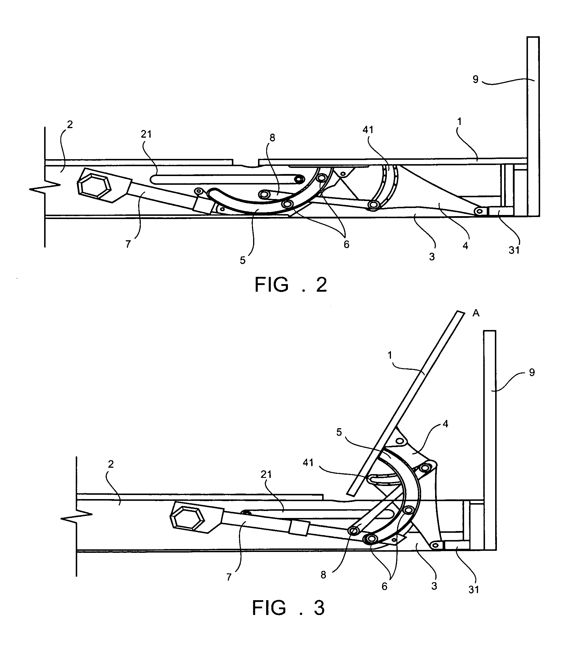 Sliding block linkage folding bed