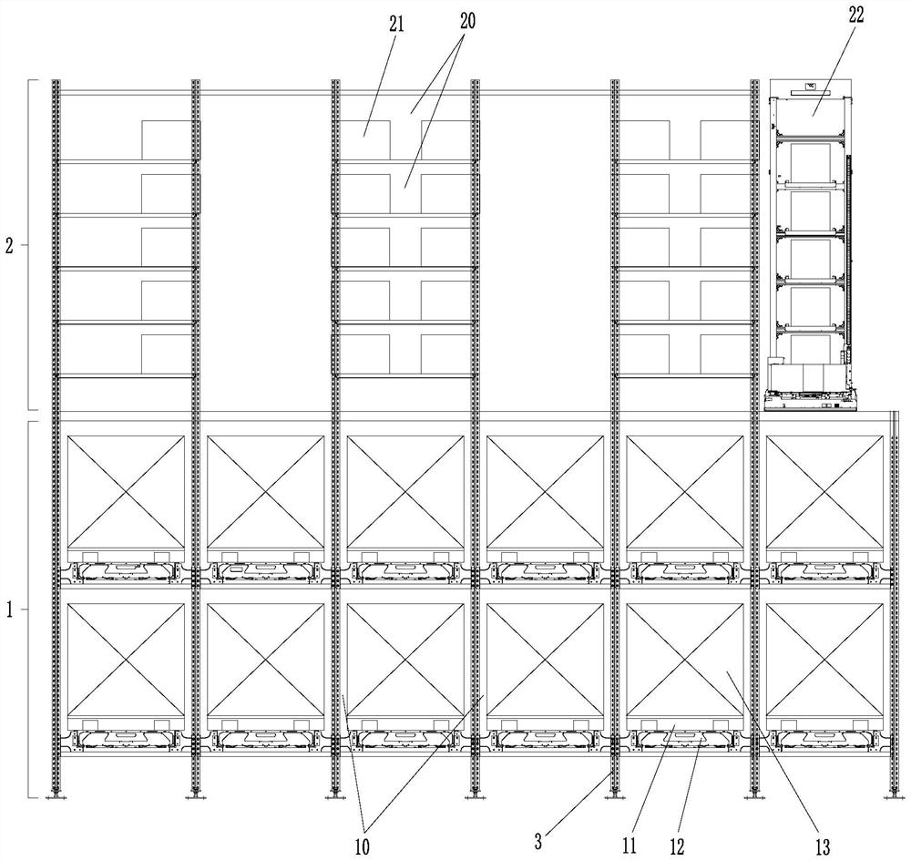 Three-dimensional warehousing system and goods carrying method thereof