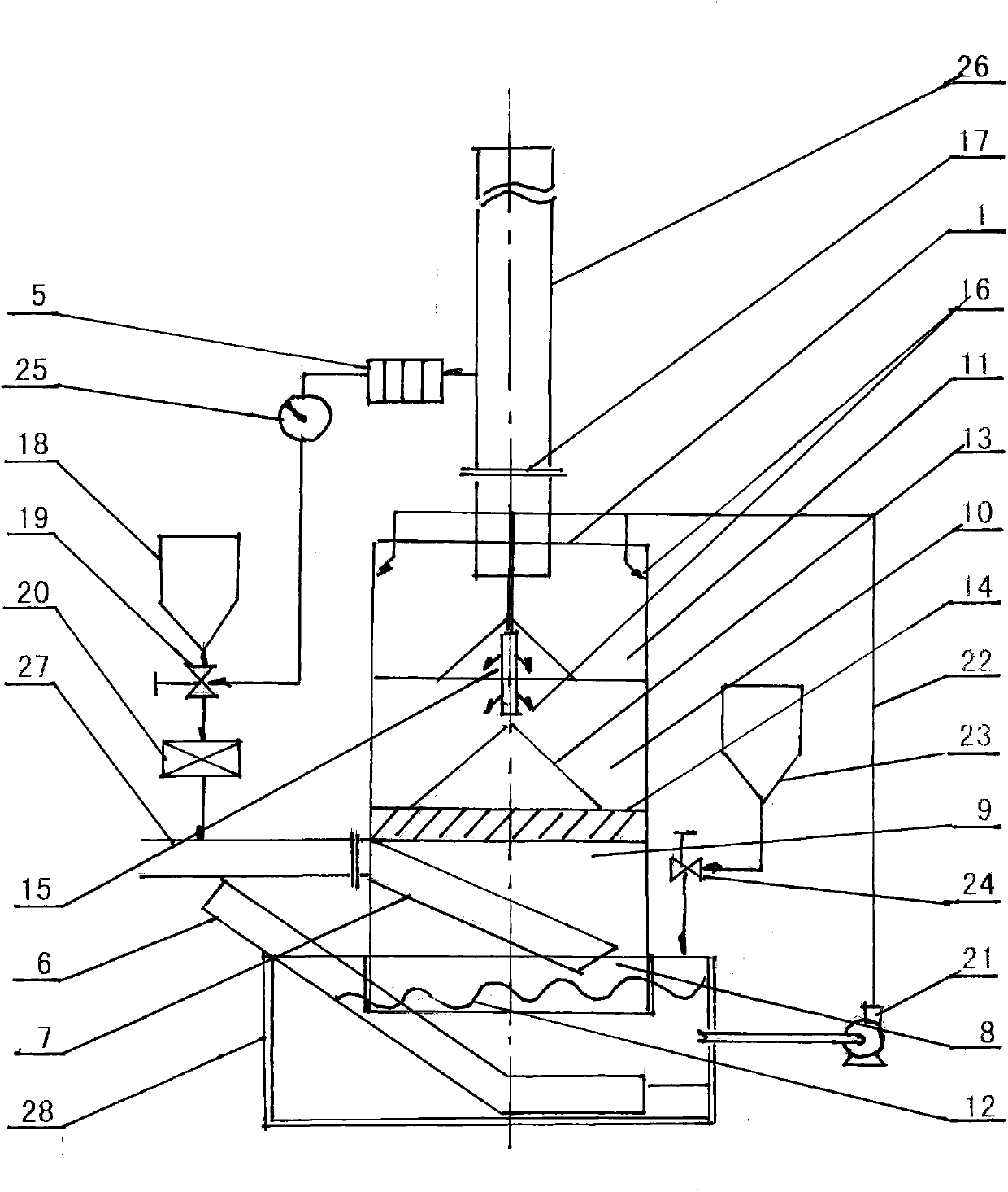 Novel desulfurization, denitrification, decarburization and dust removal purification combined device for coal-fired flue gas