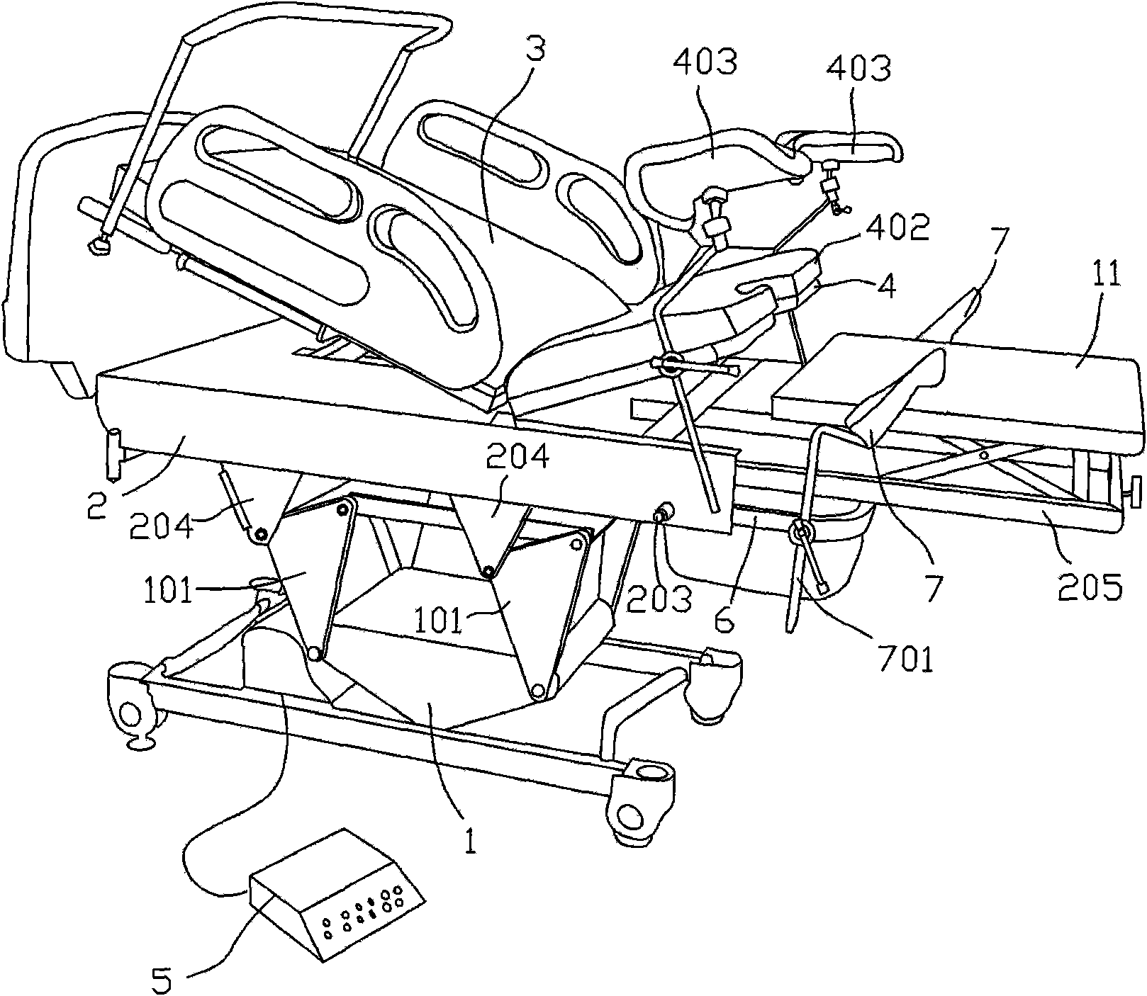 Multifunctional electric delivery bed