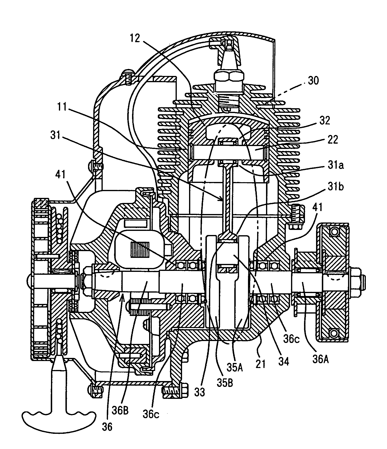 Support structure in crank mechanism and component constituting crank mechanism