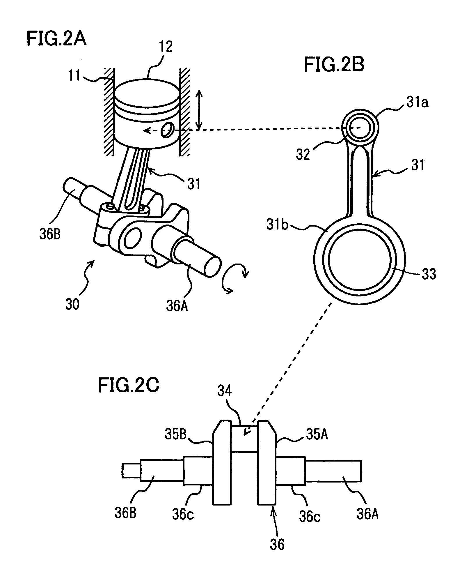 Support structure in crank mechanism and component constituting crank mechanism