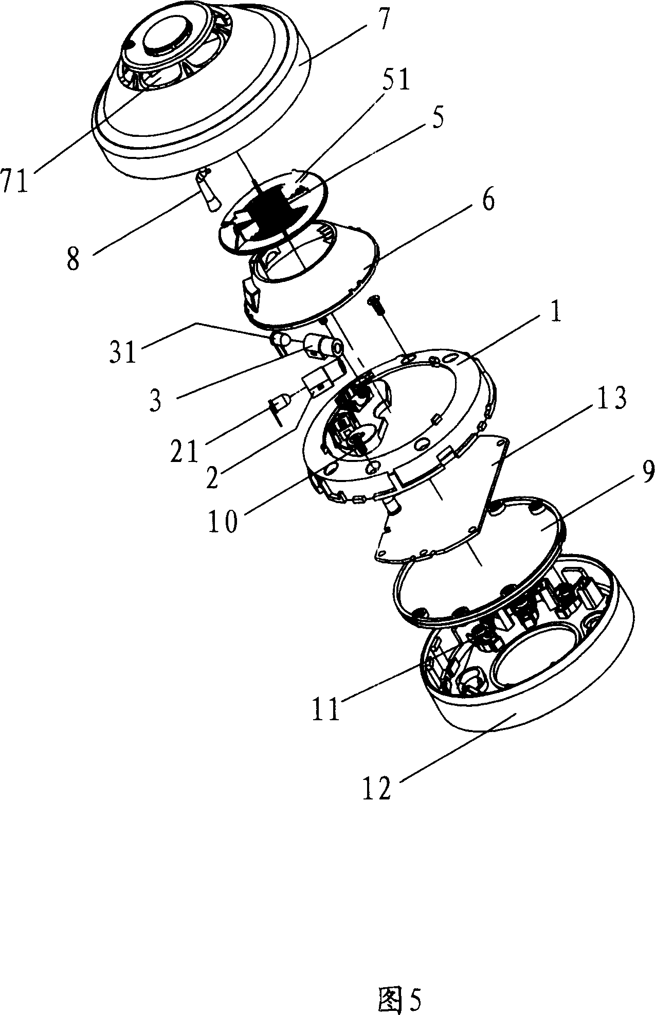 Implementing method for back photoelectric smoke induction investigator and its device