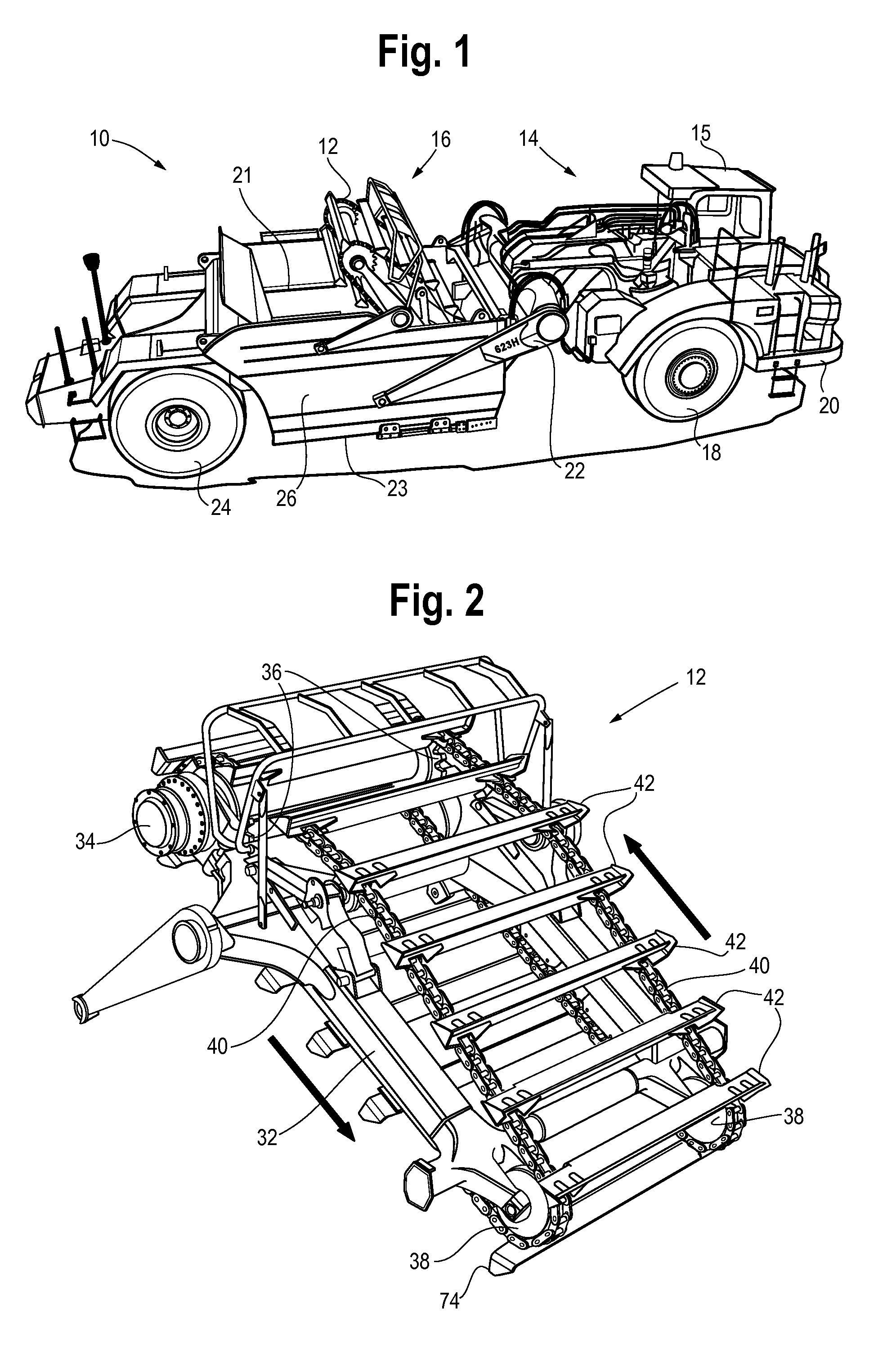 Bimaterial flight assembly for an elevator system for a wheel tractor scraper