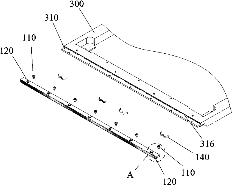 Rack drive backlash adjustment device