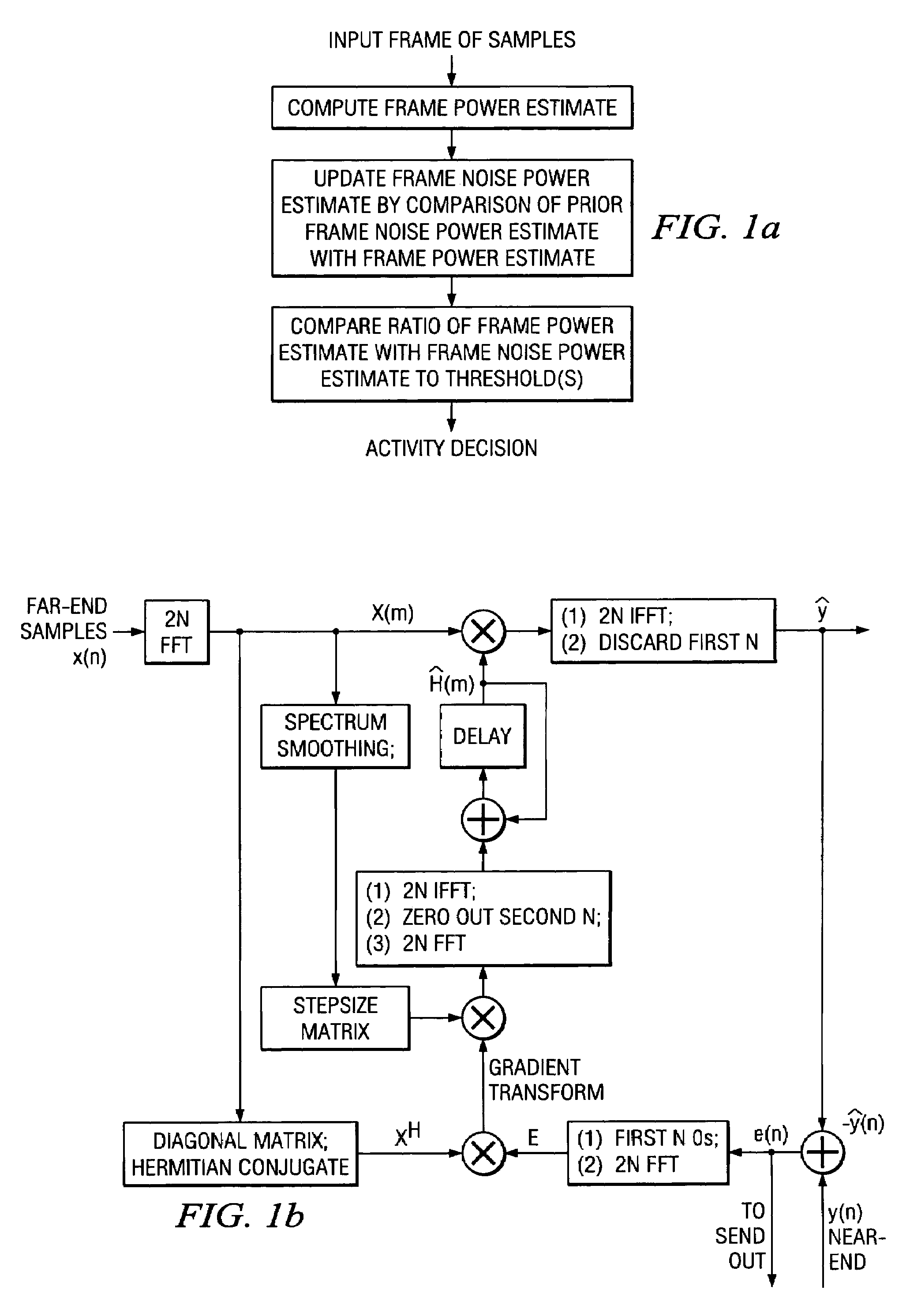 Echo suppression with increment/decrement, quick, and time-delay counter updating