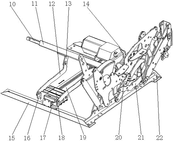 An electromechanical stretching device for a movable sofa