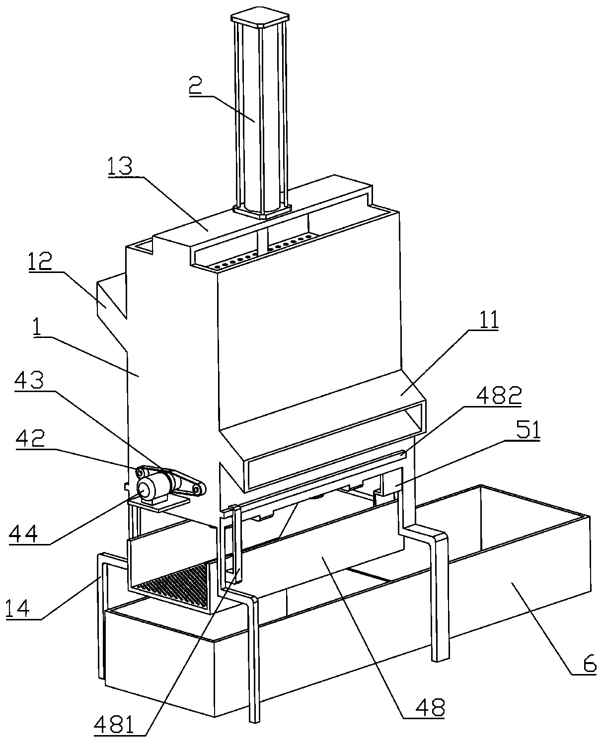 Dry-wet separation device for pig house excrement recycling