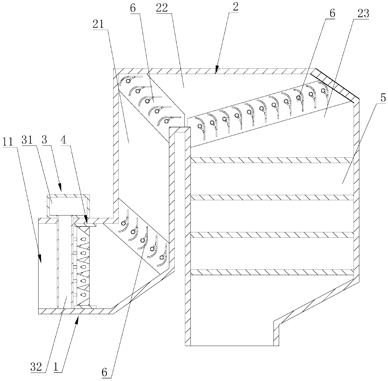 A flue gas denitrification mixing device