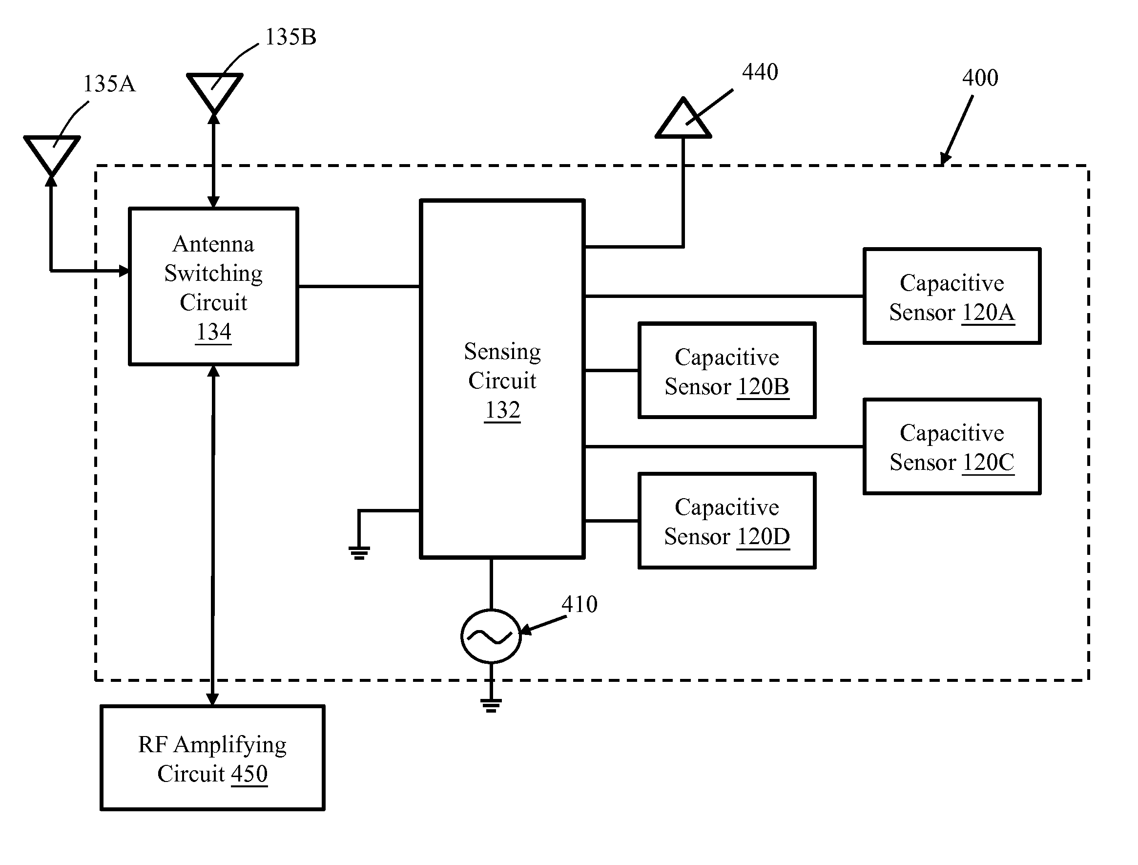 Mobile telephone capable of automatically switching antenna according to user's hand position