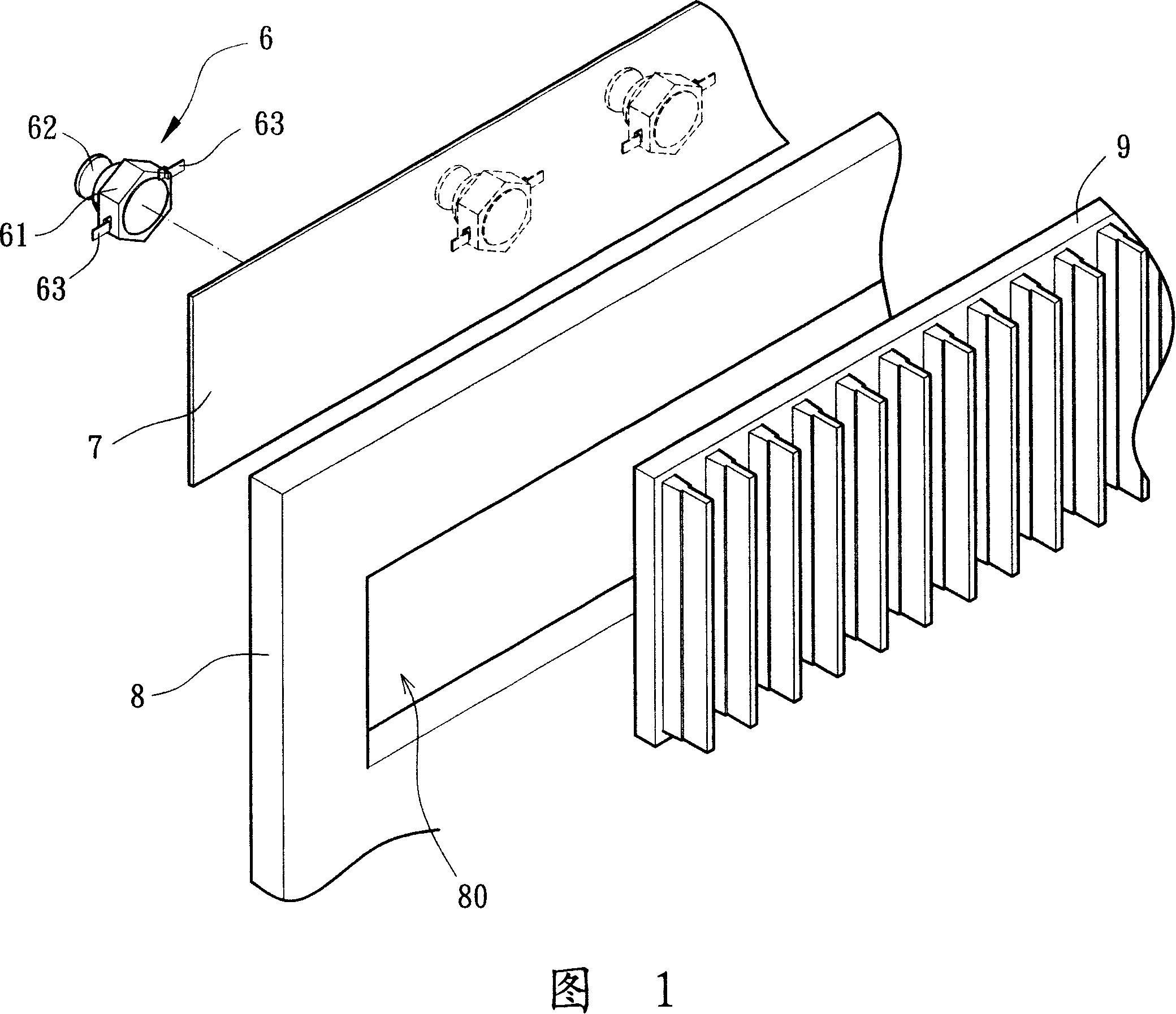 Back light source of planar display heat radiating device