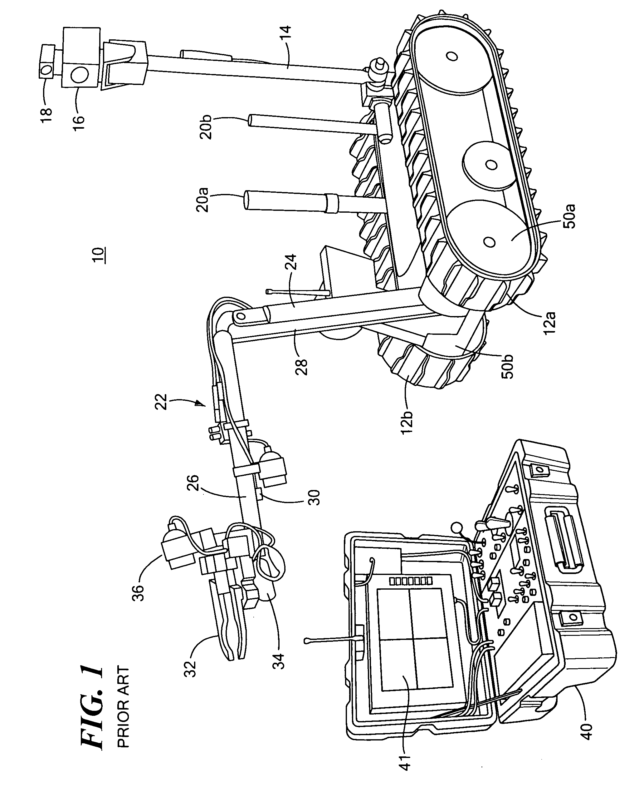 Remotely controlled mobile robot in-line robot arm and end effector mechanism