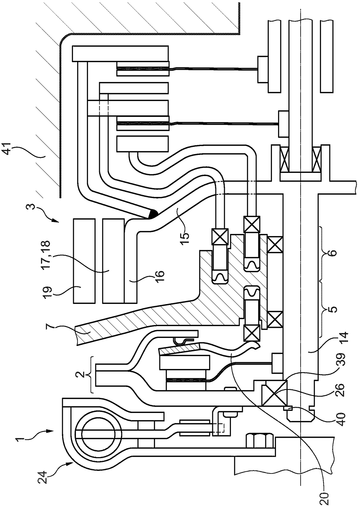 Hybrid module comprising a disconnect clutch and a main clutch and actuating system arranged therebetween