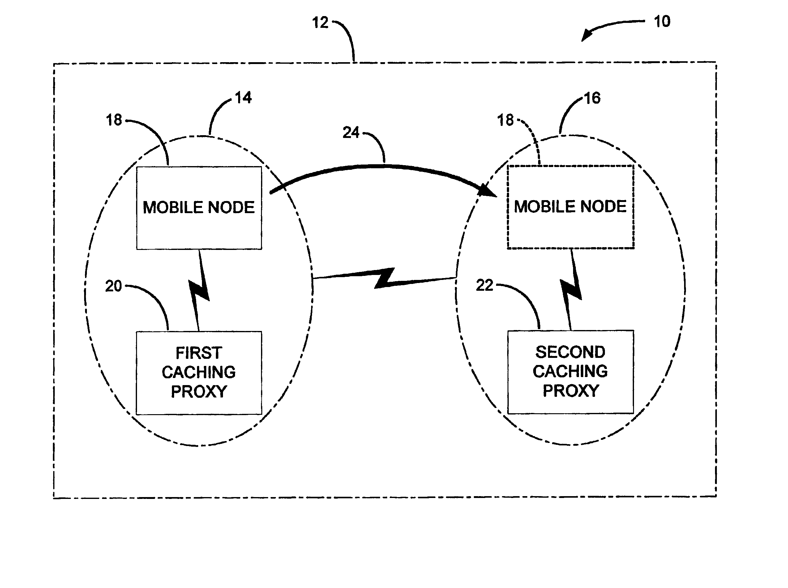 System for management of cacheable streaming content in a packet based communication network with mobile hosts