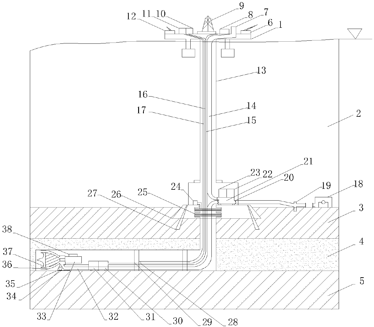 Method for exploiting of submarine natural gas hydrate through solid replacement and pressure maintaining