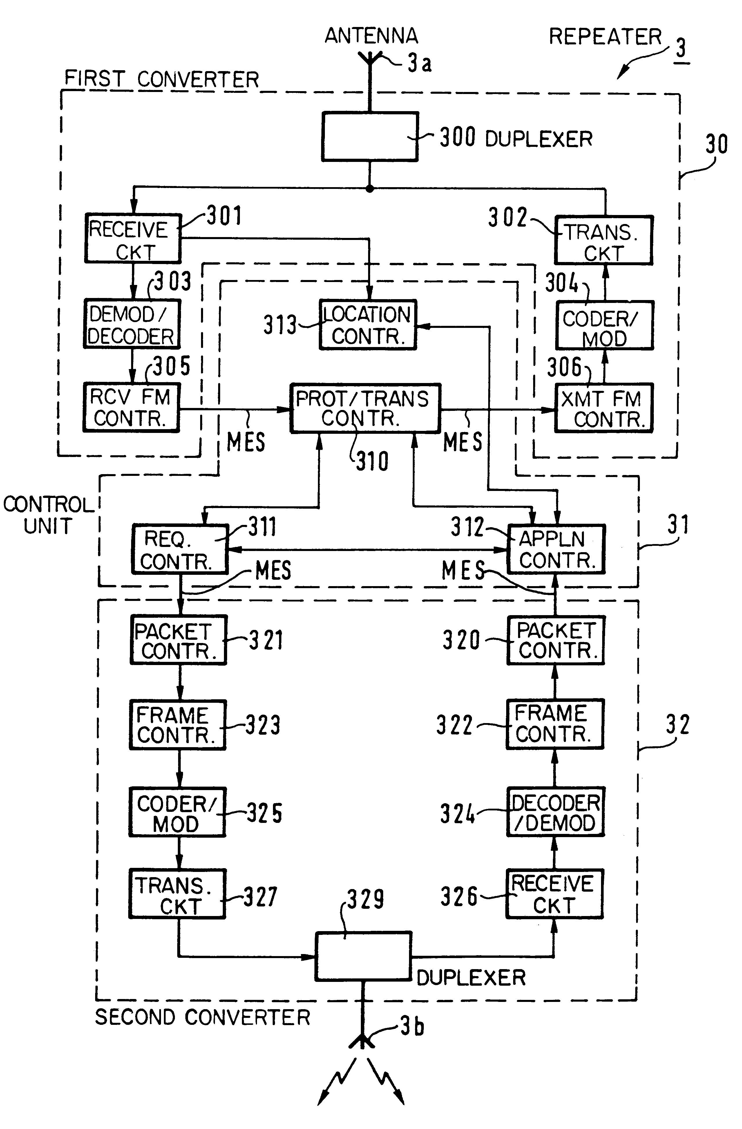 Radiocommunication system repeater