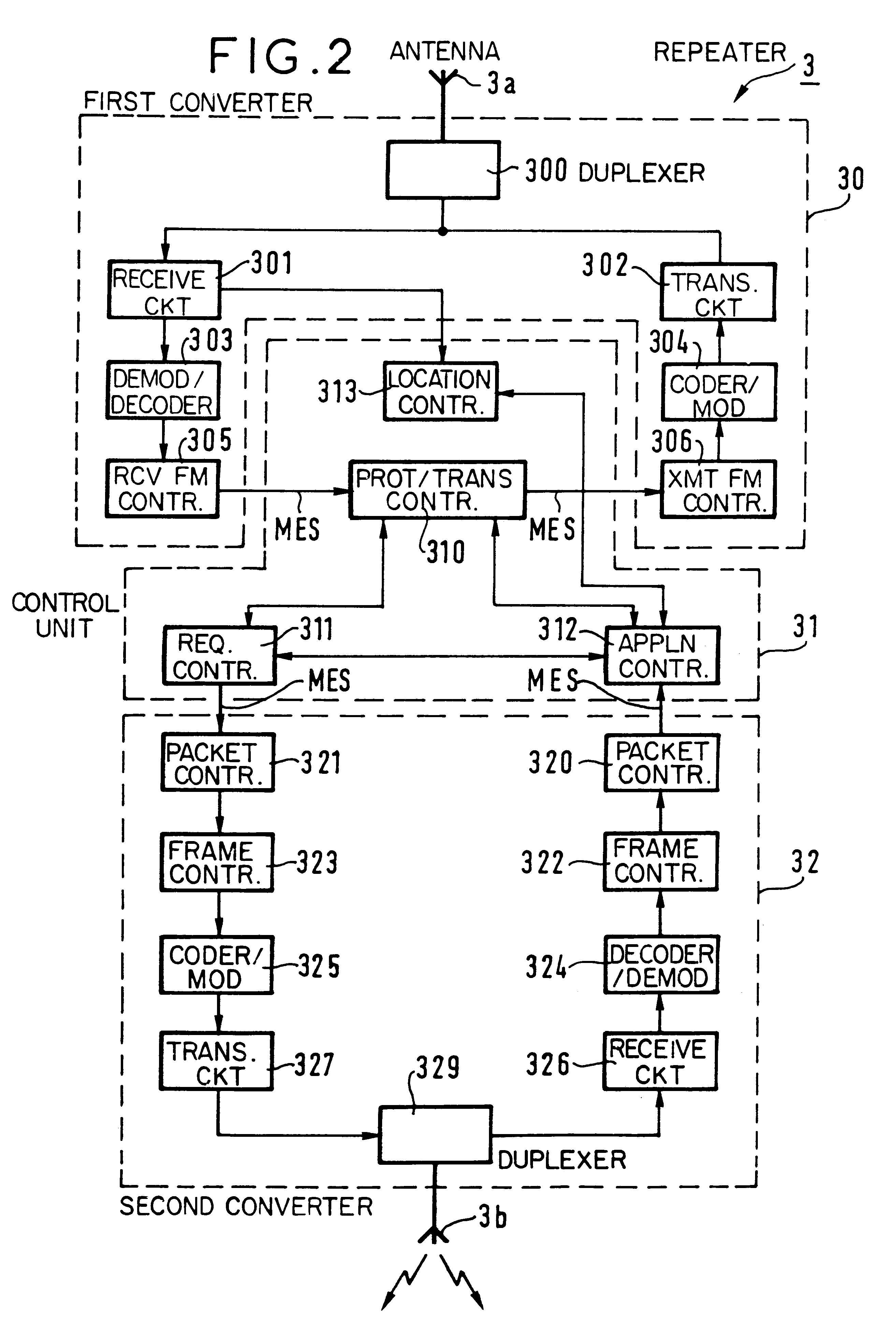 Radiocommunication system repeater