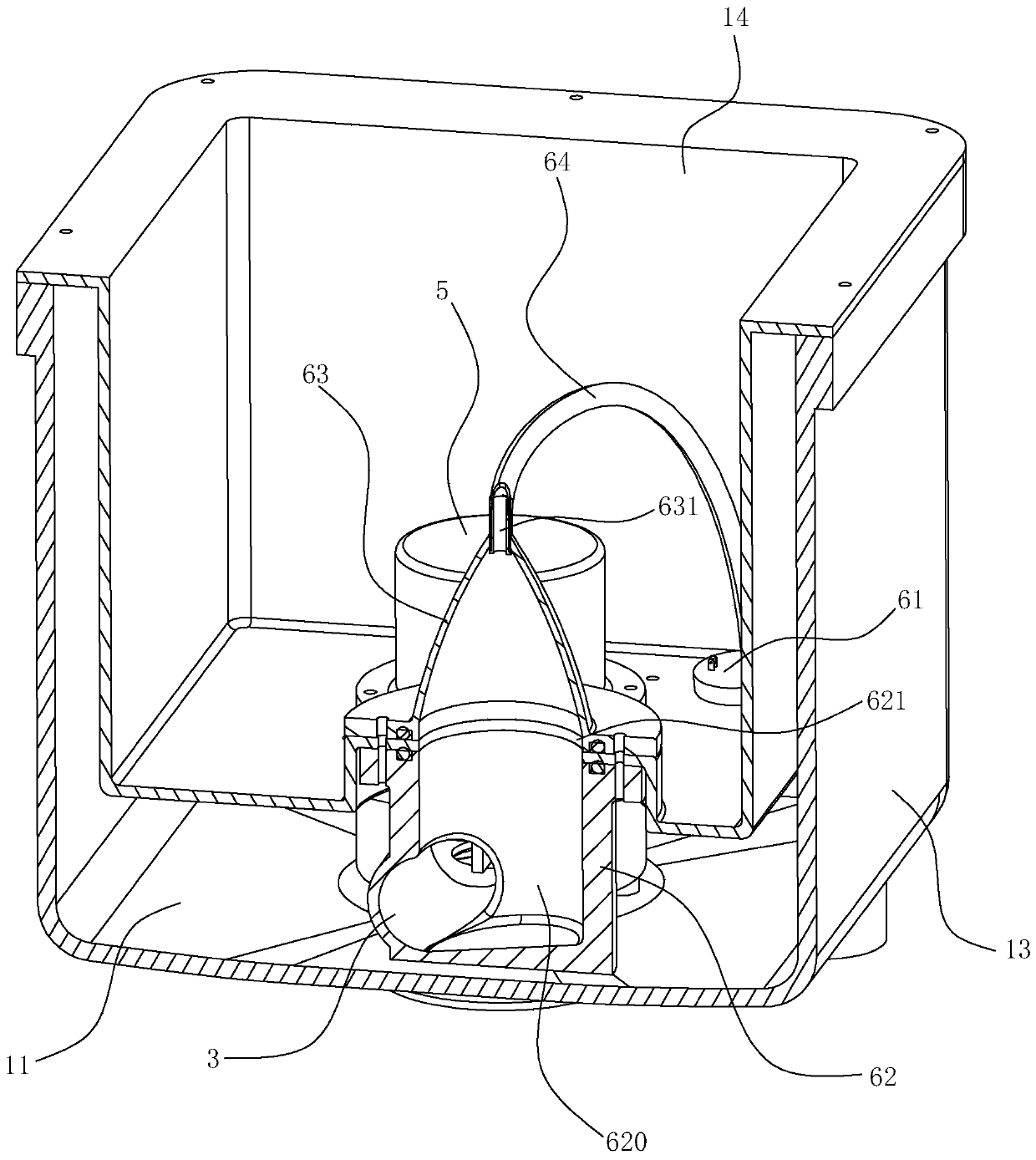 Strong draining pump structure and cleaning machine provided with strong draining pump structure