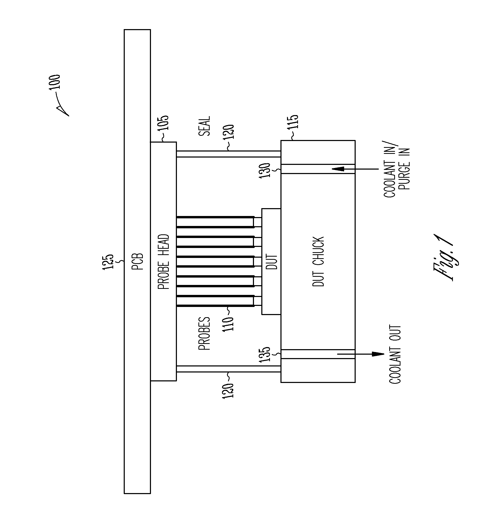 Seal method for direct liquid cooling of probes used at first level interconnect