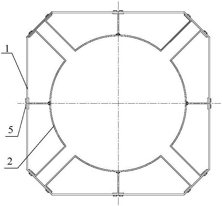 Winged missile vertical thermal emission inner-round outer-square concentric cylinder structure