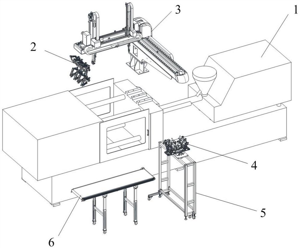 A system and method for automatic shearing of nozzles of injection molded parts