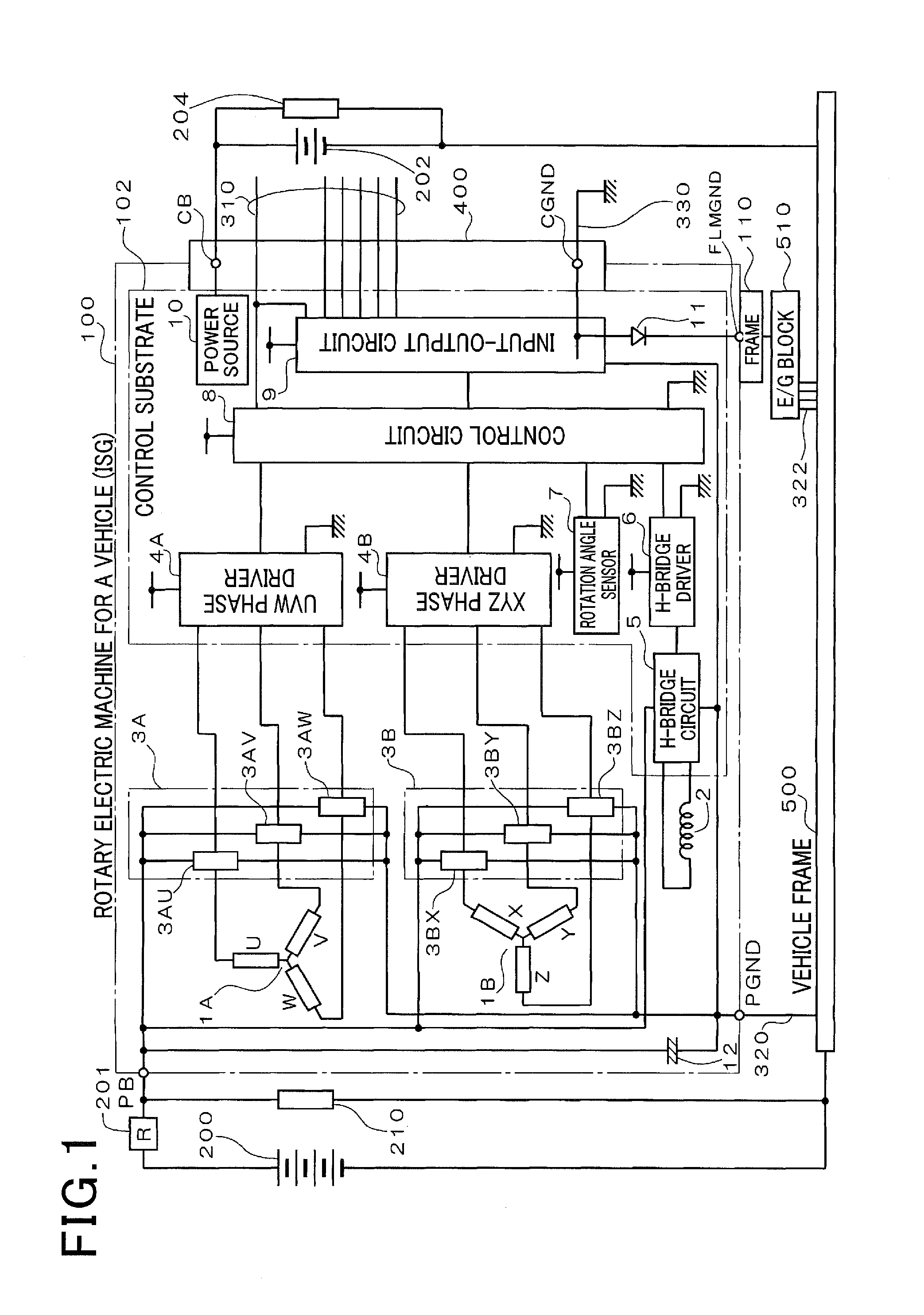 Rotary electric machine for a vehicle