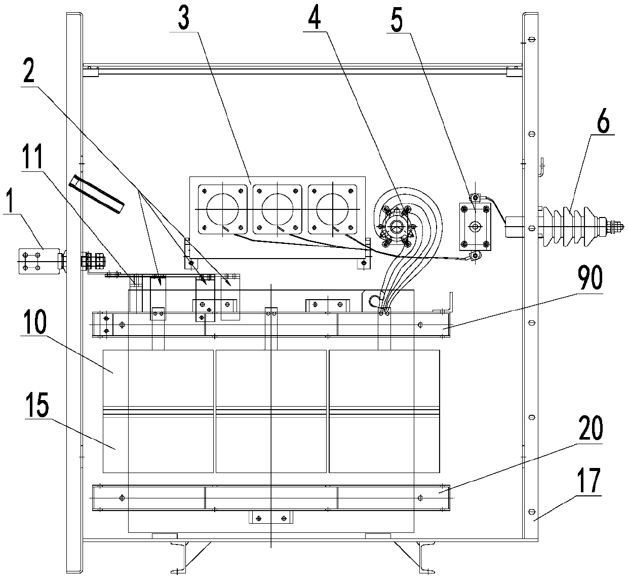 Double-split transformer wire outlet structure