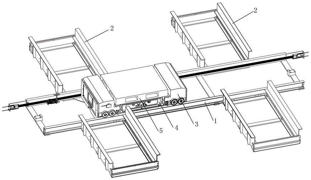 Shuttle child-mother vehicle for automatically carrying materials in and out from warehouse