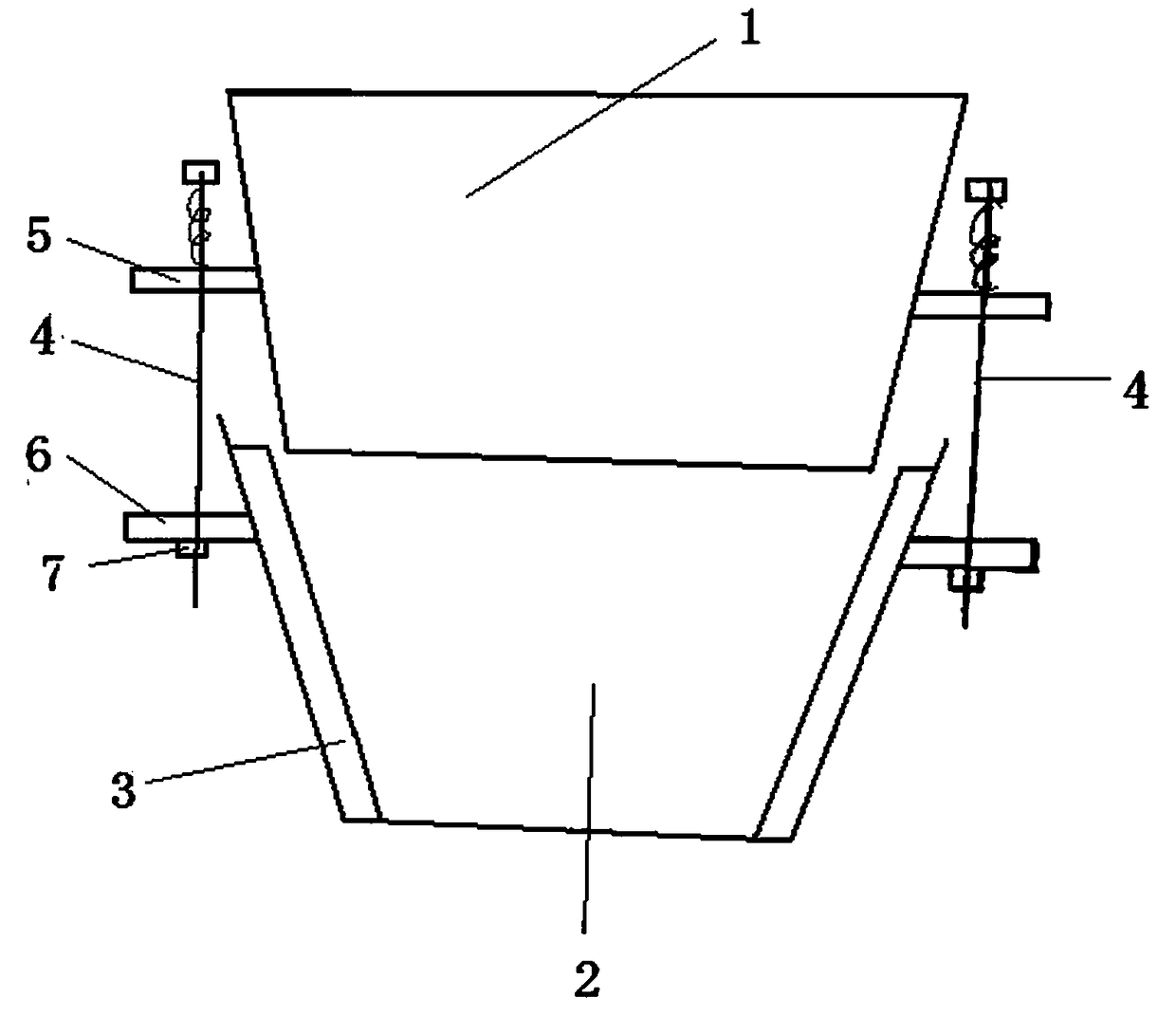 Discharging funnel device capable of solving difficult auxiliary material discharging problem