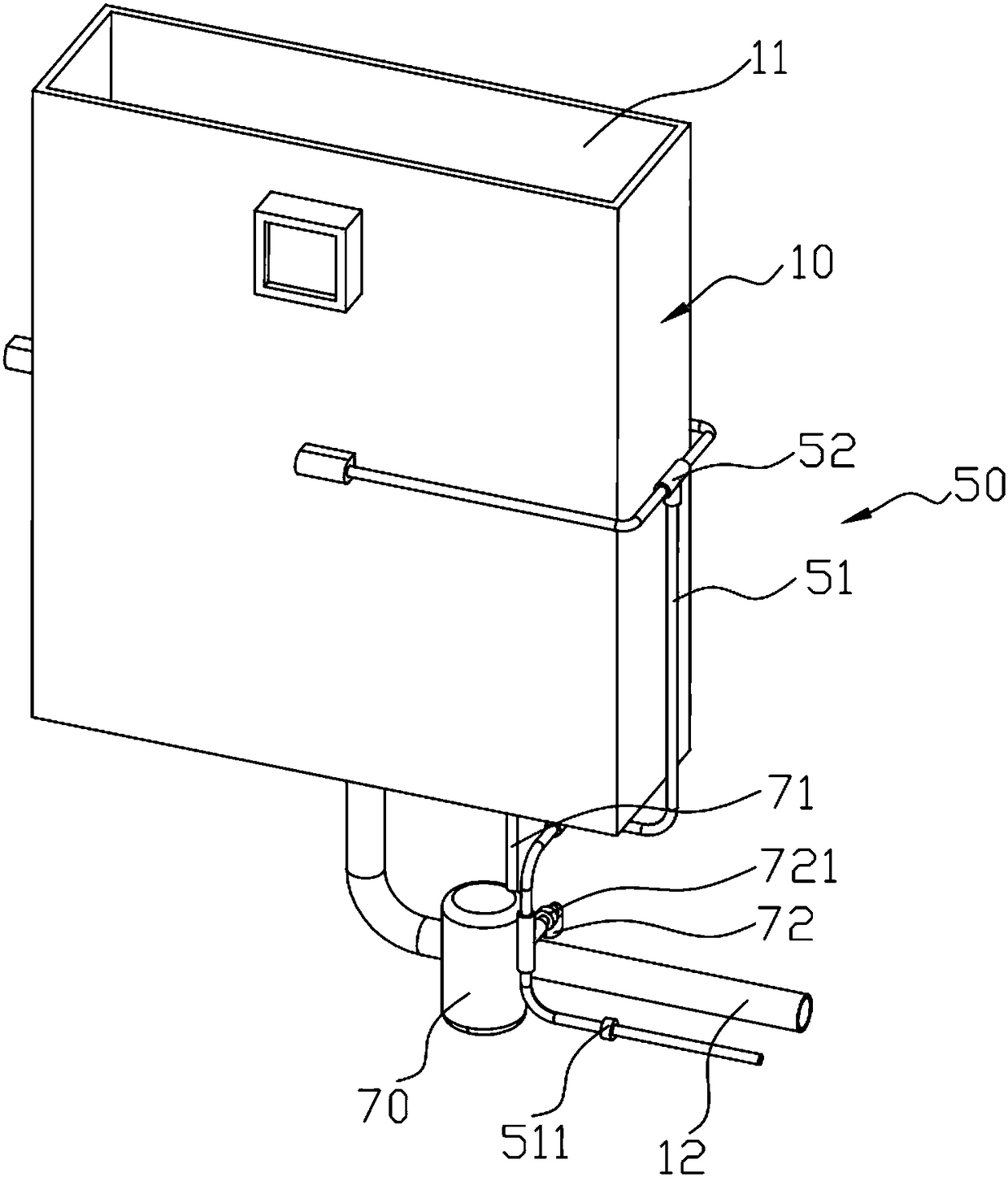 Spraying-angle-gradual-changing-type tool washing device with disinfection function