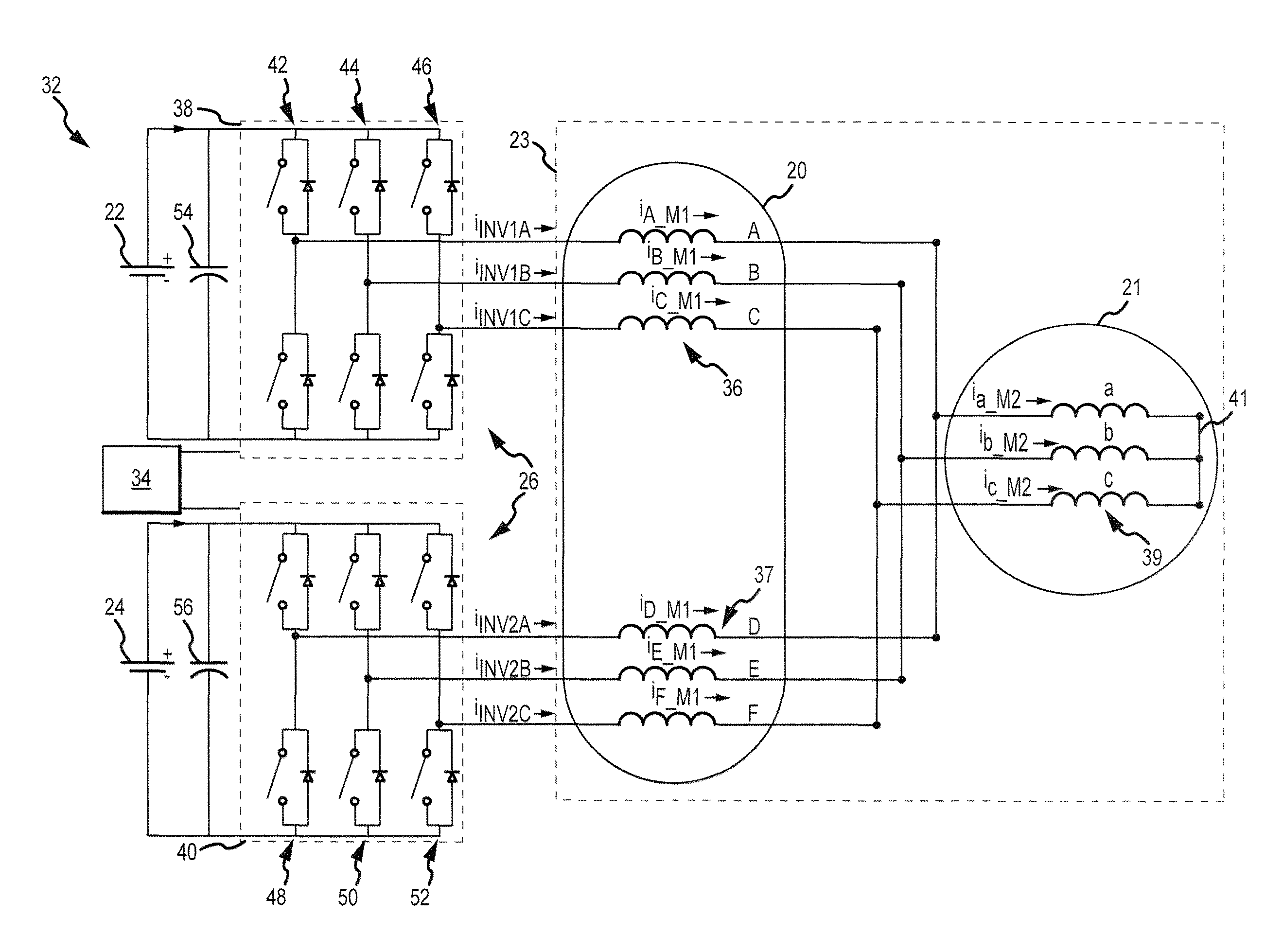 Series-coupled two-motor drive using double-ended inverter system