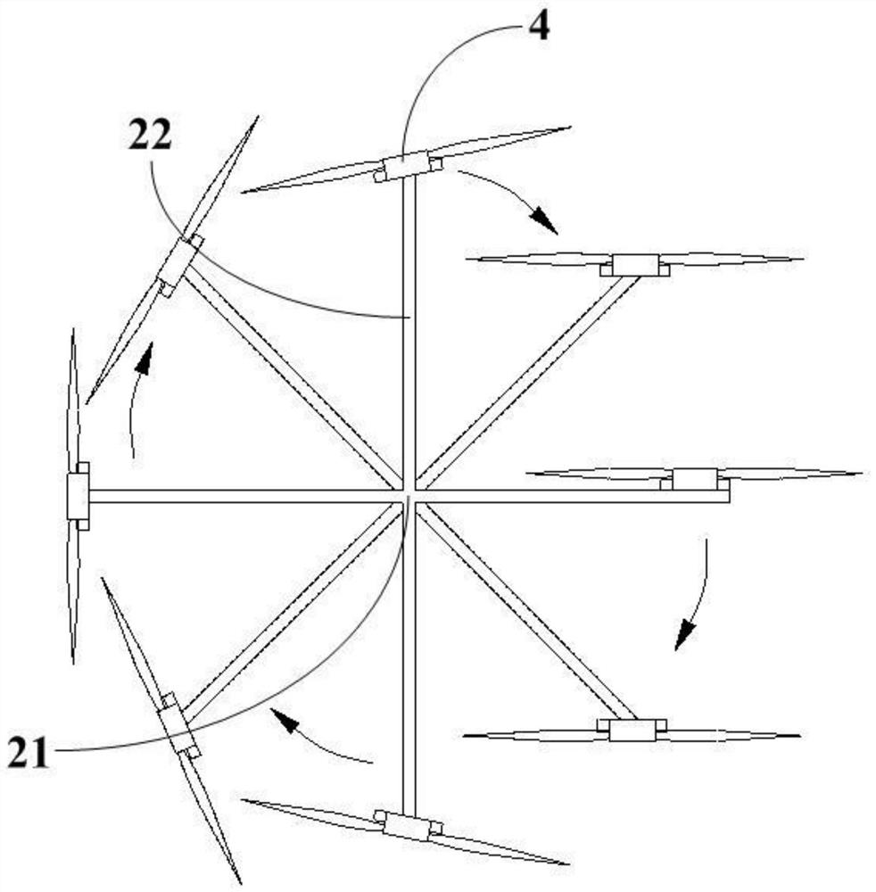 Flapping rotor wing device capable of ascending, half-rotating and descending