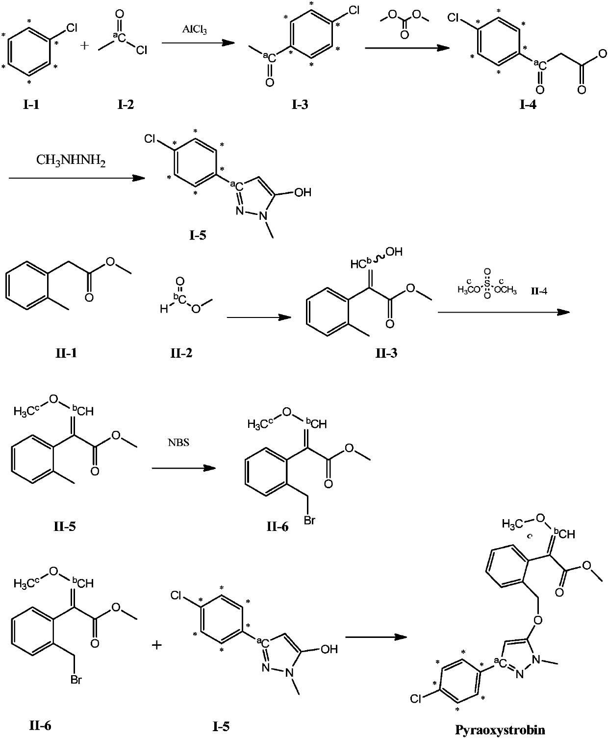 13C-labelled pyraoxystrobin and synthesis method thereof