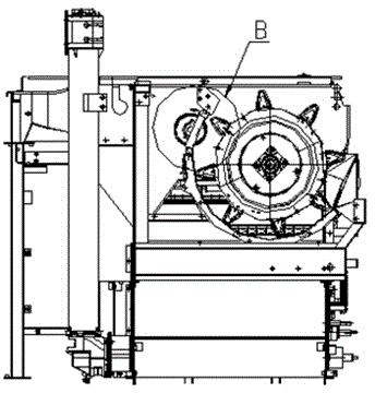 Drum mowing device of half-feed combine harvester