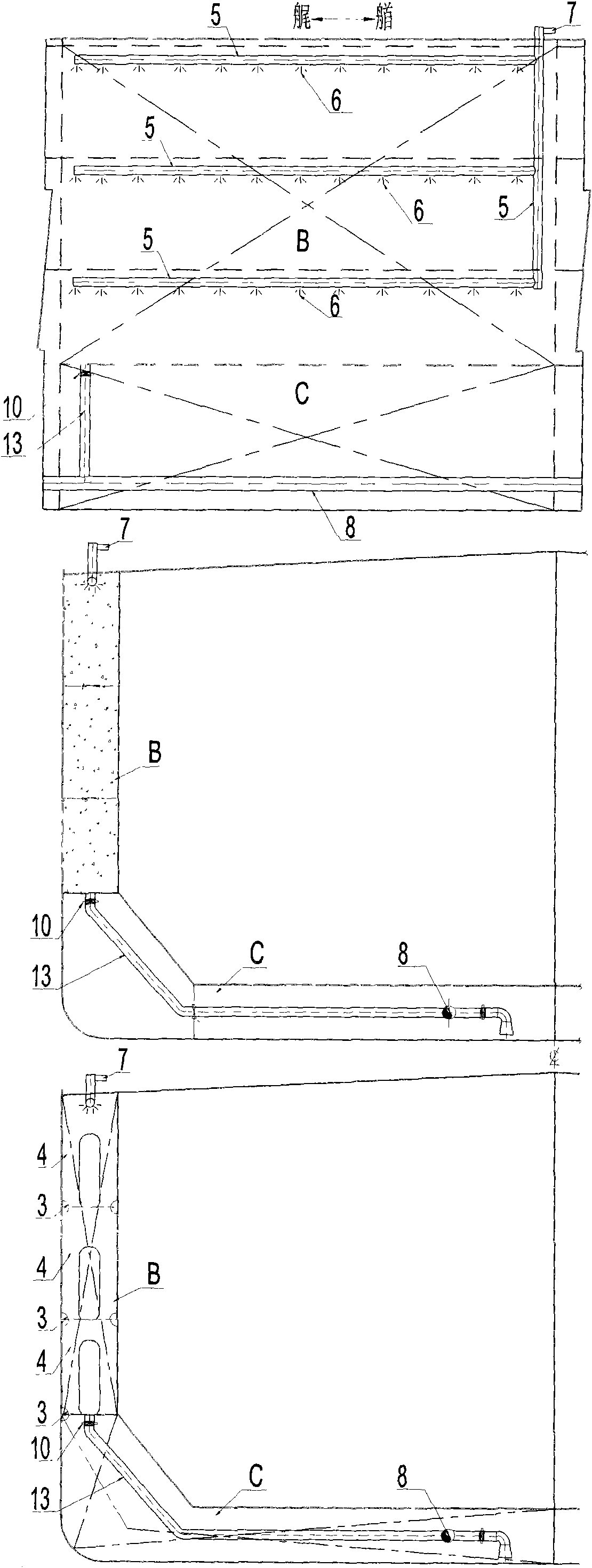 Device and method for preventing sediment deposition and treating sediment in ballast tank of ship