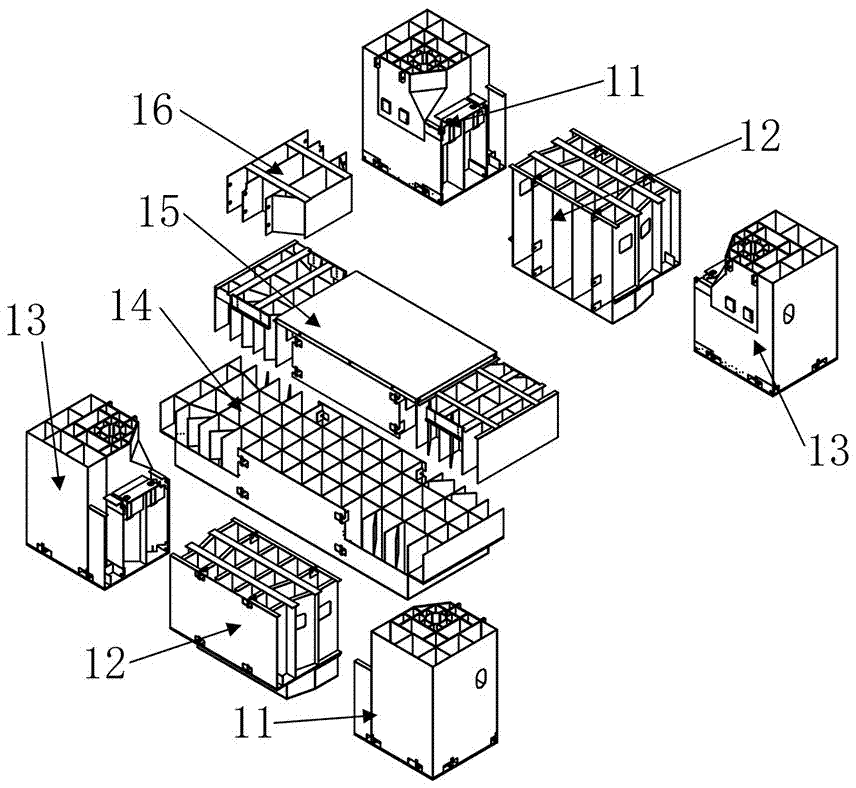 Intensive welding method of giant complex multi-cavity test platform base